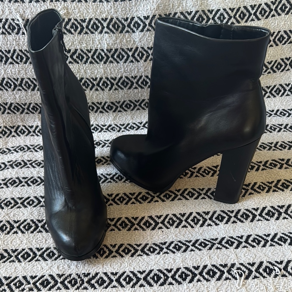 Black Leather Ankle Boots